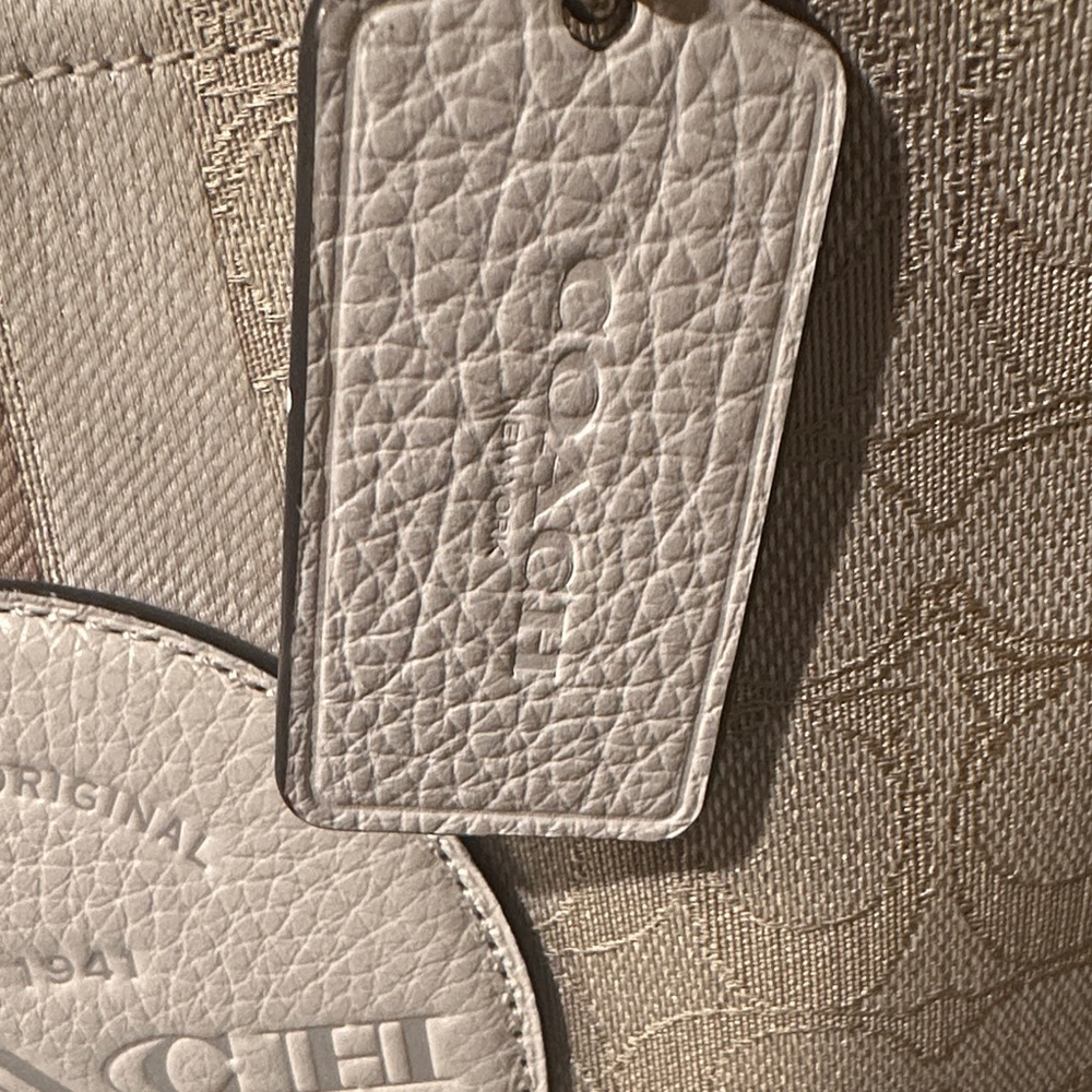 Coach Beige Canvas w/Cream Trim Signature Stripe Dempsey Carryall Tote - Picture 3 of 13
